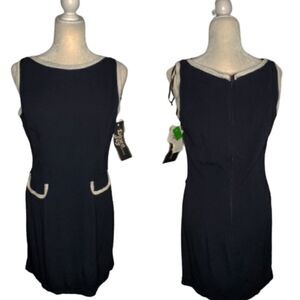 NEW VINTAGE 90s dress Dawn Joy black sleeveless‎ crinkle shift M